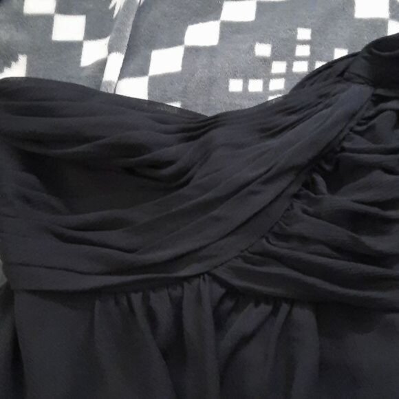David's Bridal NWT Black One Shoulder Ruched Bodice Cocktail Dress Size 4 - Picture 5 of 6